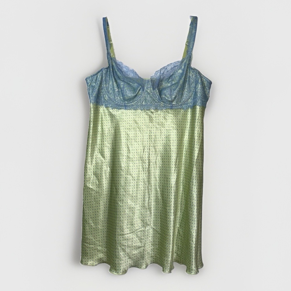 NWT Cacique Lane Bryant 26/28 Satin Lace Chemise Polka Dot Y2K Babydoll